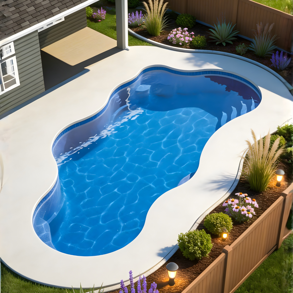 Bermuda 16.35, POOL-ology team expertly executing best fiberglass pool construction, enhancing a Bastrop, TX backyard