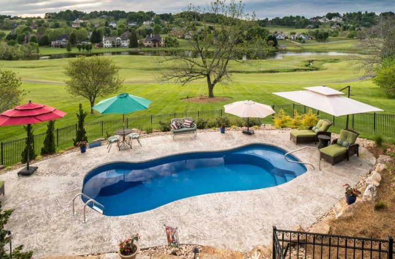 pool in backyard